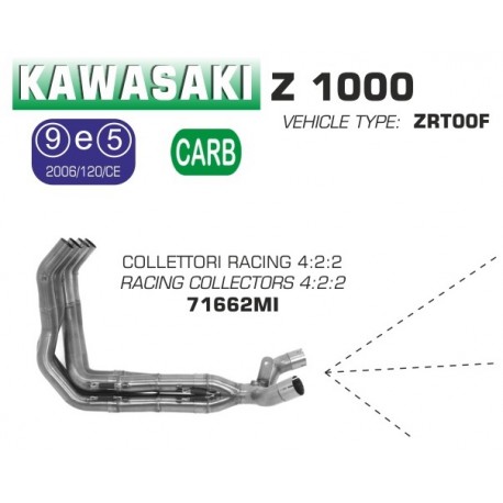 Collecteur d'Echappement racing ARROW 4 en 2 KAWASAKI Z1000 2014-2016