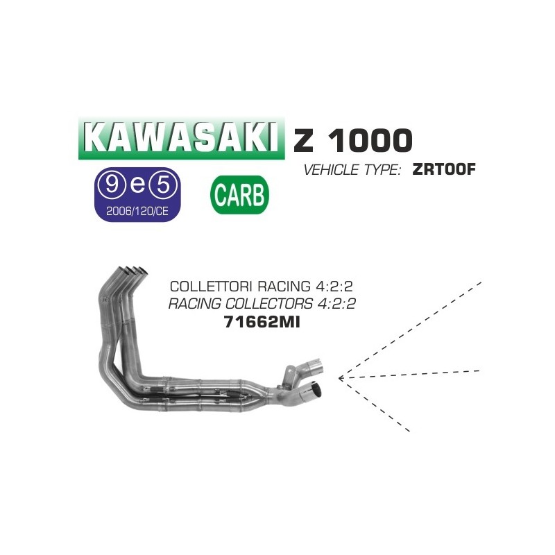 Collecteur d'échappement Kawasaki Z1000 2003 à 2006