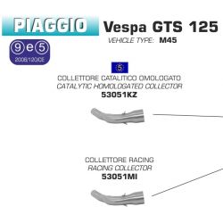 Collecteur d'Echappement ARROW VESPA GTS 125 2008-2016 GTS 300 2008-2016