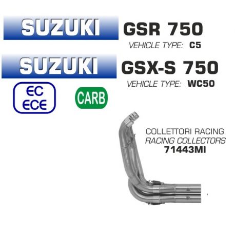 Collecteur d'Echappement racing ARROW GSR 750 2011-2016 GSXS 750 2017-2020