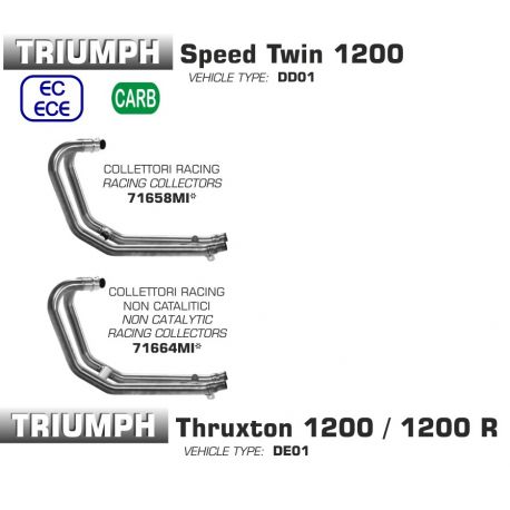 Collecteur d'Echappement racing ARROW TRIUMPH 1200 THRUXTON 1200 SPEED TWIN