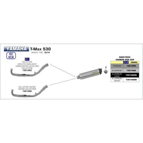 Collecteur d'Echappement ARROW YAMAHA T-MAX 530 2017-2019