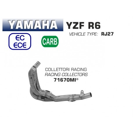 Collecteur d'Echappement racing ARROW YAMAHA YZF R6 2017-2020