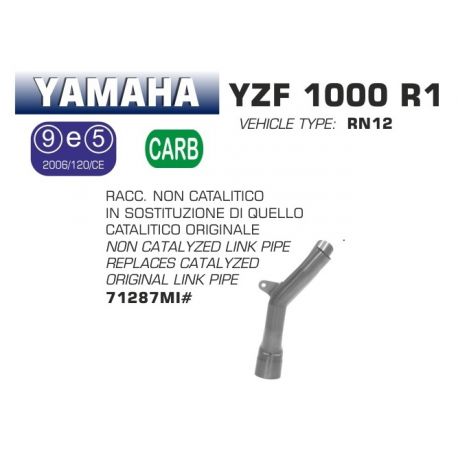 Raccord d'Echappement décatalysé ARROW YAMAHA YZF-R1 2004-2006