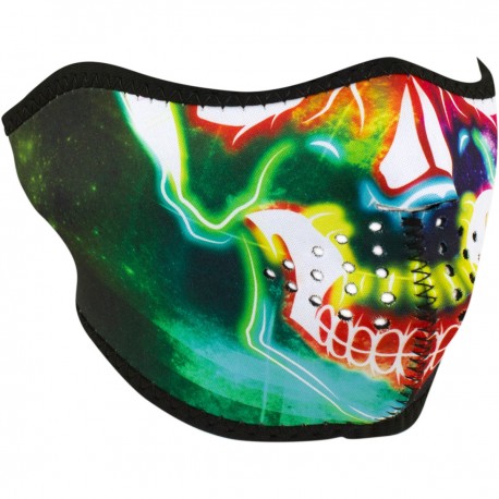 DEMI-MASQUE SKULL NEON MOTO EN NEOPRENE