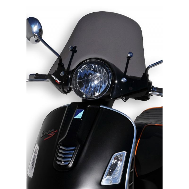 Pare-brise Moto FABBRI Gris Summer - Compatible Piaggio Vespa PX 125 (Modèles 1989 à 2018) - Dimensions : 485 Mm De Longueur, 360 Mm De Hauteur