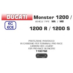 Pare-chaleur carbone ARROW DUCATI 1200 MONSTER 2016-2021