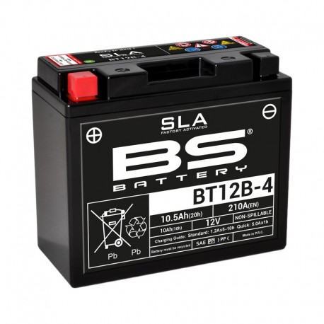 Batterie moto BS BATTERY BT12B-4 YT12B-4 SLA sans entretien activée usine