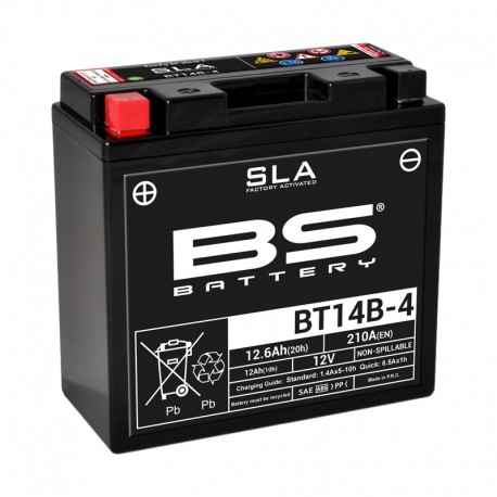 Batterie moto BS BATTERY BT14B-4 YT14B-4 SLA sans entretien activée usine