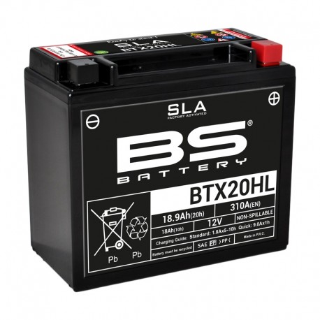 Batterie moto BS BATTERY YTX20HL BTX20HL SLA sans entretien activée usine