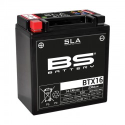 Batterie moto BS BATTERY SLA sans entretien activée usine YTX16-BS BTX16