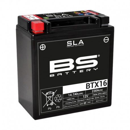 Batterie moto BS BATTERY YTX16-BS BTX16 SLA sans entretien activée usine