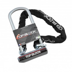 Antivol moto TOP BLOCK SILVER 270C homologué classe SRA avec chaine