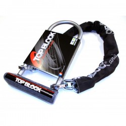 Antivol moto TOP BLOCK SILVER 320C homologué classe SRA avec chaine