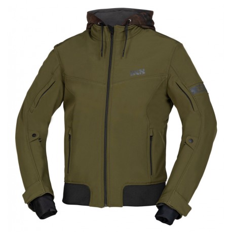 Blouson moto softshell IXS CLASSIC SO MOTO avec capuche amoviblle et  reversible