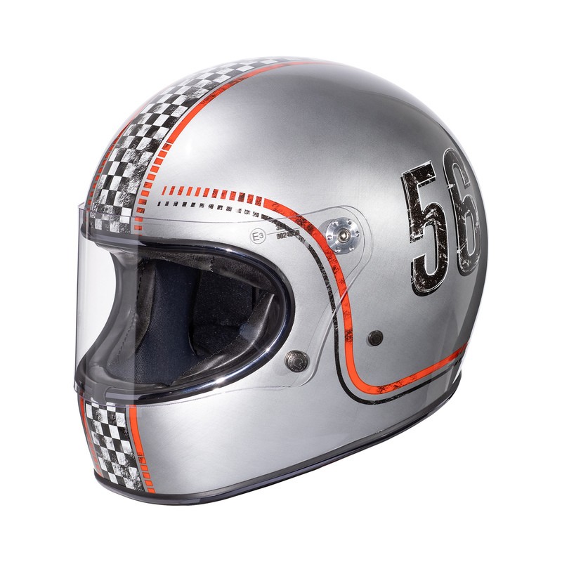 Casque moto vintage au look café racer, le casque PREMIER TROPHY FL Old  Style chrome au look flat track