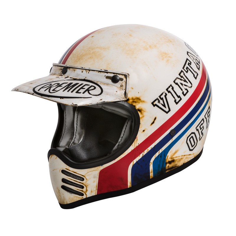 Casque moto vintage au look café racer, le casque PREMIER VINTAGE MX BTR 9  BM au look flat track