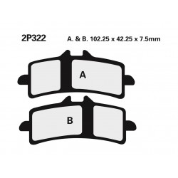 Plaquettes de frein Route / Off-Road métal fritté NISSIN 2P-322ST