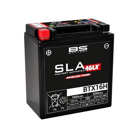 Batterie moto BS BATTERY SLA Max sans entretien activée usine YTX16H BTX16H