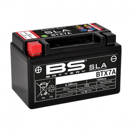 Batterie BS BATTERY SLA sans entretien activé usine YTX7A-BS BTX7A