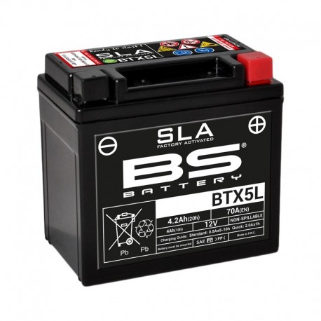 Batterie moto 12 volts BS BATTERY YTX5L-BS BTX5L batterie moto quad scooter  chez equip'moto au meilleur prix