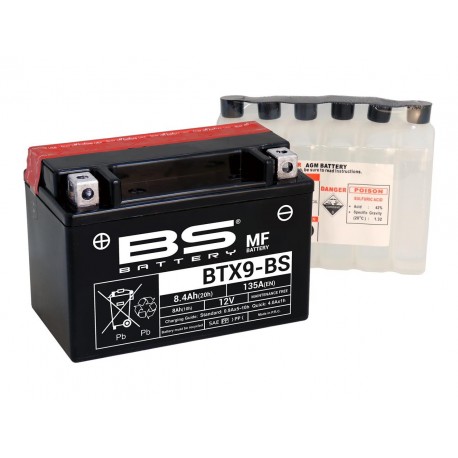Batterie moto BS BATTERY Haute-performance 12 Volts Sans entretien YTX9-BS BTX9 Batterie moto BS BATTERY Haute-performance 12 Volts Sans entretien YTX9-BS BTX9