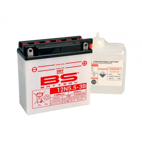 Batterie moto BS BATTERY 12 volts 12N5.5-3B Batterie moto BS BATTERY 12 volts 12N5.5-3B