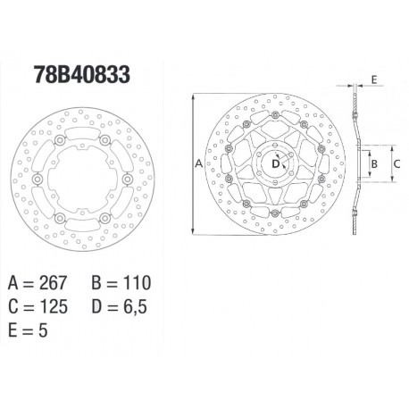 Disque de frein BREMBO Série Oro Flottant 78B40833 KTM ADVENTURE SUPER ADVENTURE Disque de frein BREMBO Série Oro Flottant 78B40833 KTM ADVENTURE SUPER ADVENTURE