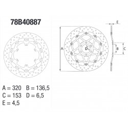 Disque de frein BREMBO Série Oro Flottant 78B40887