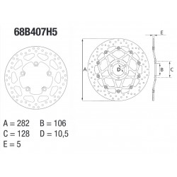 Disque de frein BREMBO Série Oro fixe 68B407H5