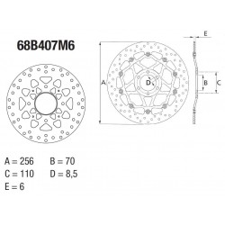 Disque de frein BREMBO Série Oro fixe 68B407M6