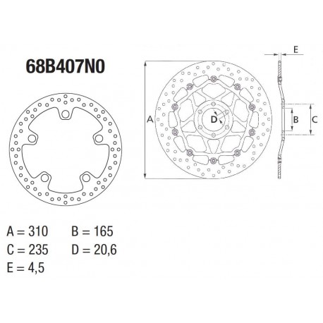 Disque de frein BREMBO Série Oro fixe - 68B407N0 HONDA VFR 1200 X CROSSTOURER Disque de frein BREMBO Série Oro fixe - 68B407N0 HONDA VFR 1200 X CROSSTOURER