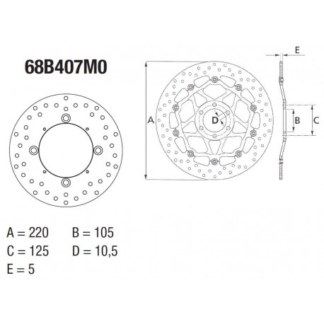 Disque de frein BREMBO Série Oro fixe 68B407M0 HONDA CBR 250 CBR 300 Disque de frein BREMBO Série Oro fixe 68B407M0 HONDA CBR 250 CBR 300