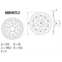 Disque de frein BREMBO Série Oro fixe 68B407L3