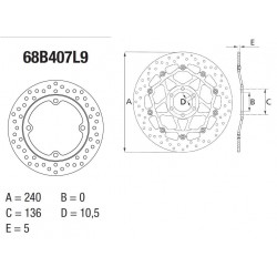 Disque de frein BREMBO Série Oro fixe 68B407L9