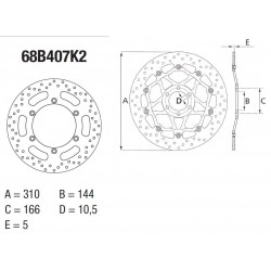 Disque de frein BREMBO Série Oro fixe 68B407K2