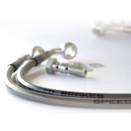 Durite de frein avant Speedbrakes inox/raccord titane BMW R100RT 1981-1984 ""3 DURITES""