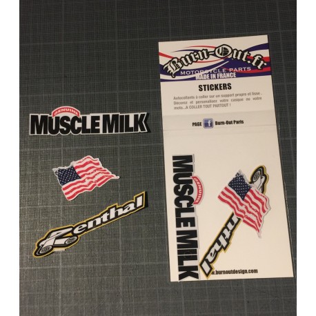 Lot de 6 autocollants MUSCLE USA