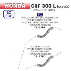 Raccord central d'Echappement ARROW X-KONE HONDA CRF 300 L 2021-2023