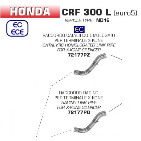 Raccord central d'Echappement ARROW X-KONE HONDA CRF 300 L 2021