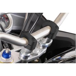 Kit conversion de guidon moto SW MOTECH diam 22mm vers 28mm. h 20 mm. Noir.