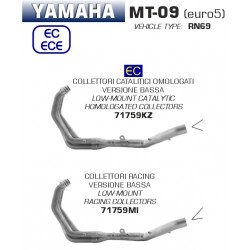 Collecteur d'Echappement position basse ARROW YAMAHA MT-09 2021-2023