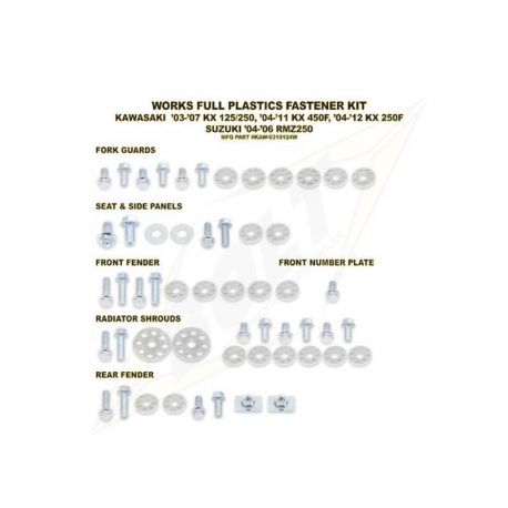 Kit vis pour plastiques KAWASAKI KX125 KX250 KX250F KX450F SUZUKI RMZ 250