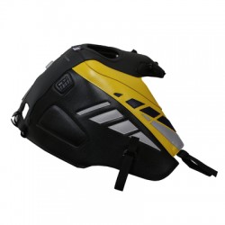 Tapis de reservoir BAGSTER SUZUKI DL 1050 V-STROM 2020-2023 NOIR MAT GRAINÉ/BOUTON D' OR/DÉCO BLEU FONCÉ/DÉCO ARGENT