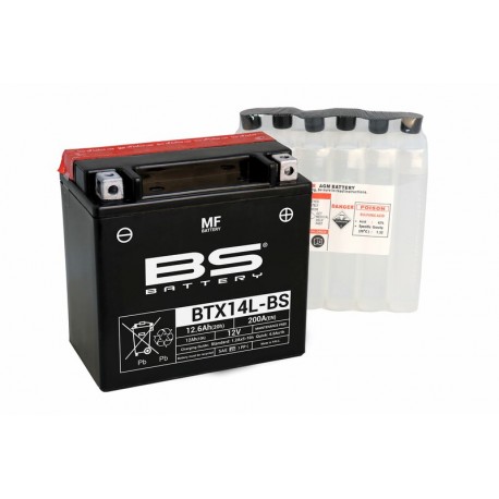 Batterie moto BS BATTERY Haute-performance 12 Volts Sans entretien YTX14L-BS BTX14L-BS