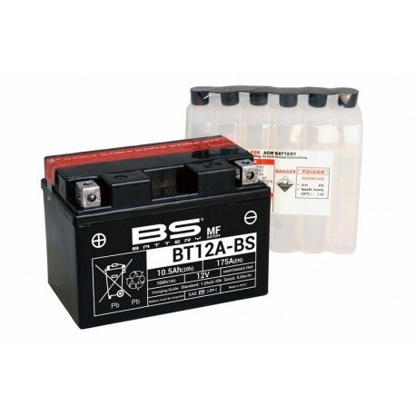 Batterie moto BS BATTERY Haute-performance 12 Volts YT12A-BS BT12A-BS