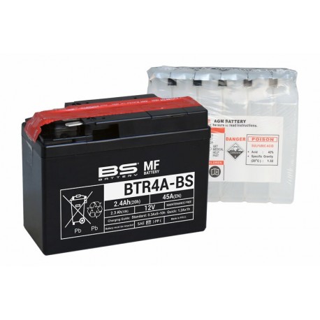 Batterie moto BS BATTERY Haute-performance 12 Volts YTR4A-BS BTR4A