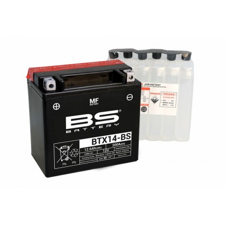 Batterie moto BS BATTERY Haute-performance 12 Volts Sans entretien YTX14-BS BTX14