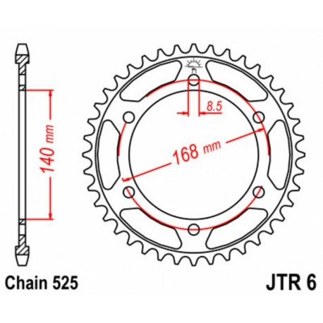 Couronne JT SPROCKETS acier standard 6 - 525