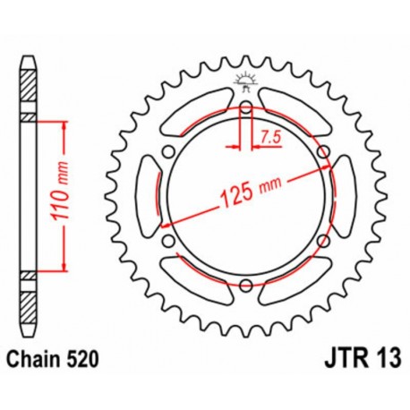 Couronne JT SPROCKETS acier standard 13 - 520